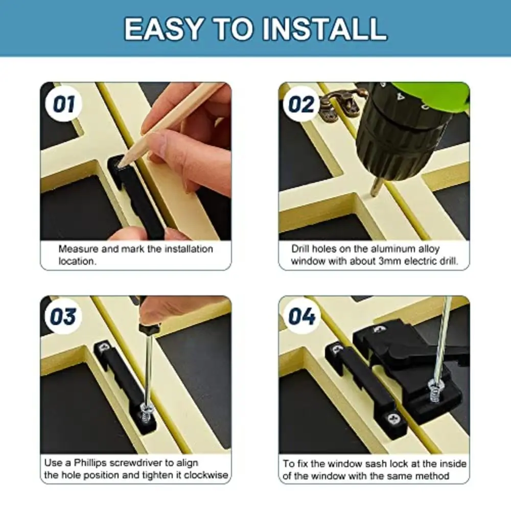 

Black Color Sliding Window Sash Locks Zinc Alloy Crescent Design Security Sash Locks Anti-Rust Anti-Theft Cam Lock