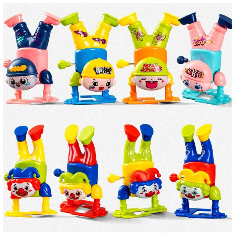 Walking Clockwork Toy Funny Wind-up Toy Clockwork Upside Down Walking Toy Handstand Little Hip-hop Boy Design Wind-Up Collection