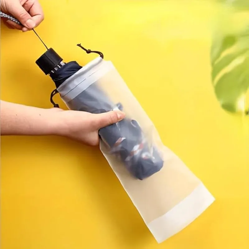 Transparente wasserdichte Regenschirmtasche, Regenschirm-Aufbewahrungstasche mit Kordelzug, wiederverwendbare tragbare Kordelzugtasche für die Aufbewahrung zu Hause
