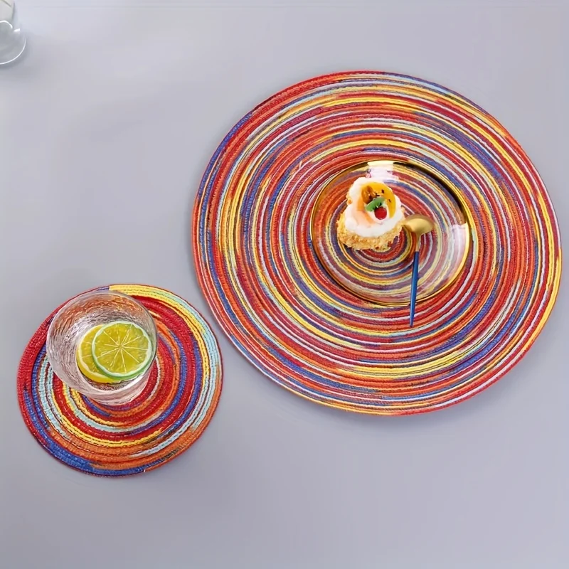 VIKAMA 4/6/8/10 PCS Round Table Mat, Tableware Mat, Coffee Mat, Anti-slip Mat, Coaster, Home Dining Table Decorations