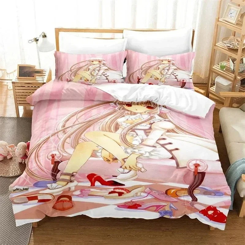 Anime Chobits New Chi 3D NEW Duvet Cover Pillowcase Bedding Set Adult Boy Girl Bedroom Decoration Children Single Double Large