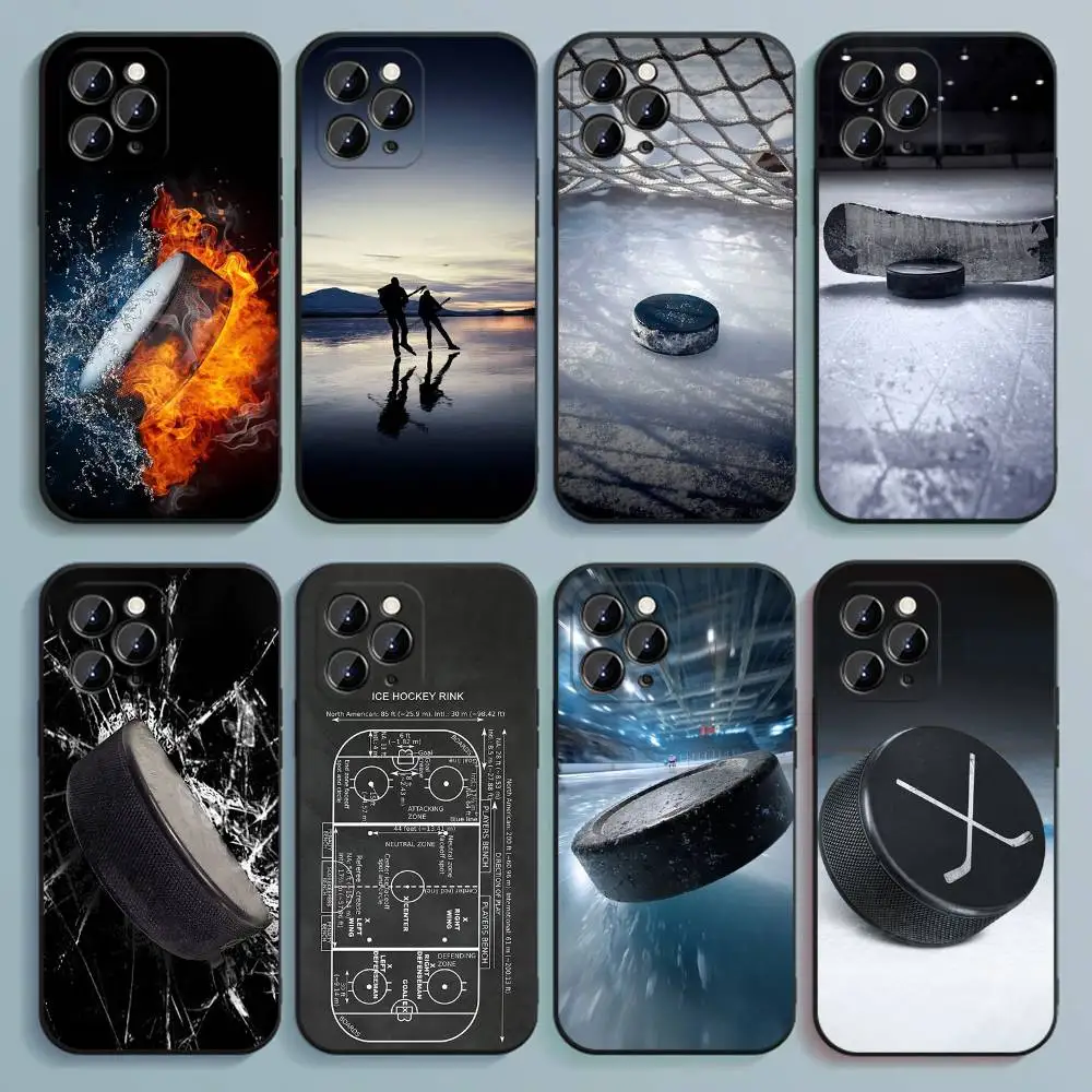 

Ice Hockey Rink Puck Phone Case For iPhone 17,16,15,14,13,12,Pro,Max,Plus,E,SE4,Air,Mini Black Soft Cover