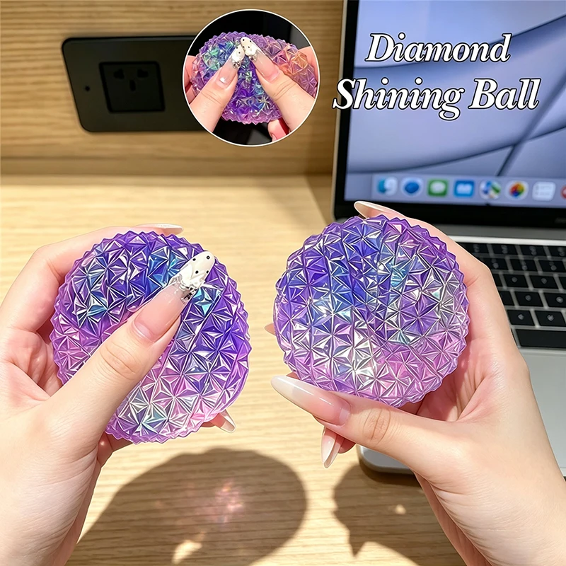 Sparkling Crystal Diamond Squeeze Ball Maltose Filling Slow Rebound Transparent Fingertip Toy Autism Anxiety Relief Relax Gift