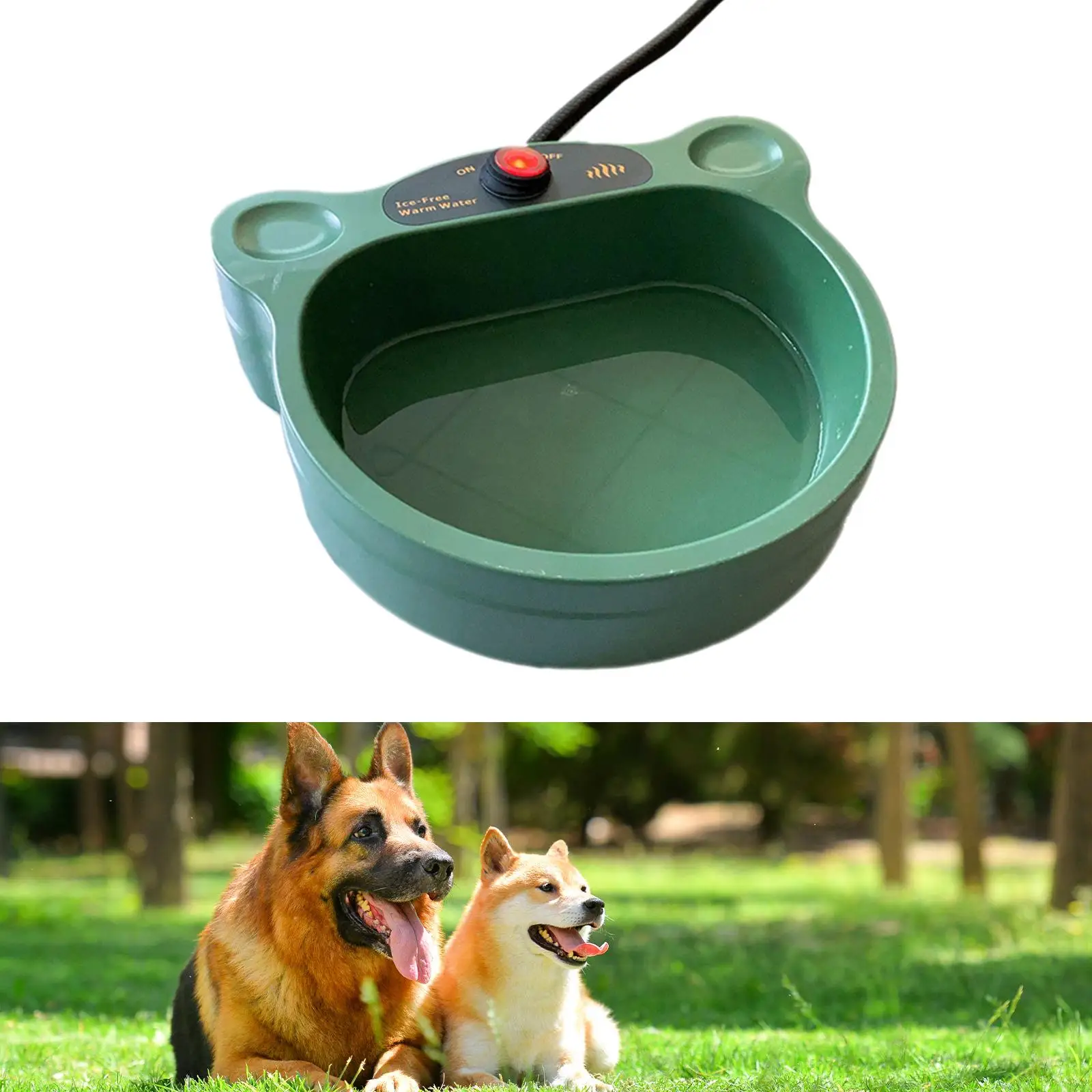 Heated Water Bowl Automatic Thermal Pet Drinker No Spill Anti Chew Cord for Dog Cat Chicken Duck Rabbit