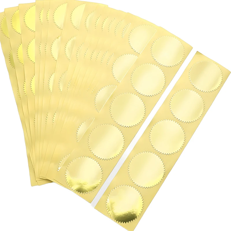 100-400PCS/Pack Golden Round Gear Stickers Shiny DIY Blank Certificate Envelopes Decorative Gifts Packaging Sealing Stickers ZYF