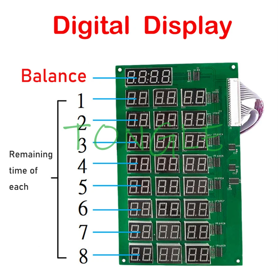 Bill Banknote Coin Acceptor, controle de tempo para Arcade Game Vending, máquina de água Dispenser, 8 Channel Timer Board, JY-258