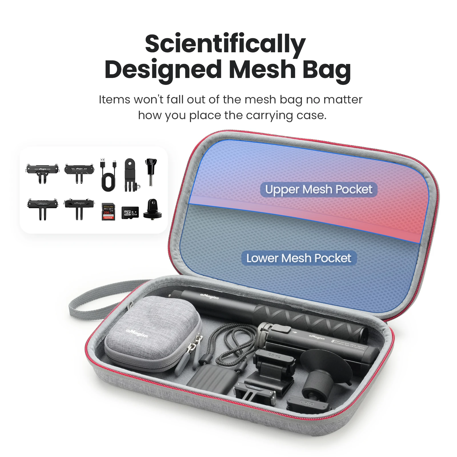 เคสแข็งป้องกัน aMagisn สำหรับ DJI Osmo Nano, ใส่กล้อง, ขาตั้งกล้องเซลฟี่ - กระเป๋าเก็บอุปกรณ์เสริมสำหรับ Nano