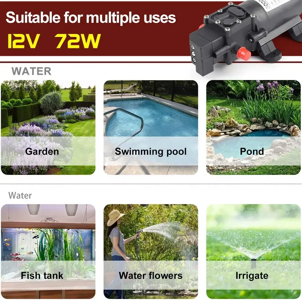 12V Water Pump Caravan Camper Motorhome High Pressure Water Pump 6L/Min Caravan Wash Tool