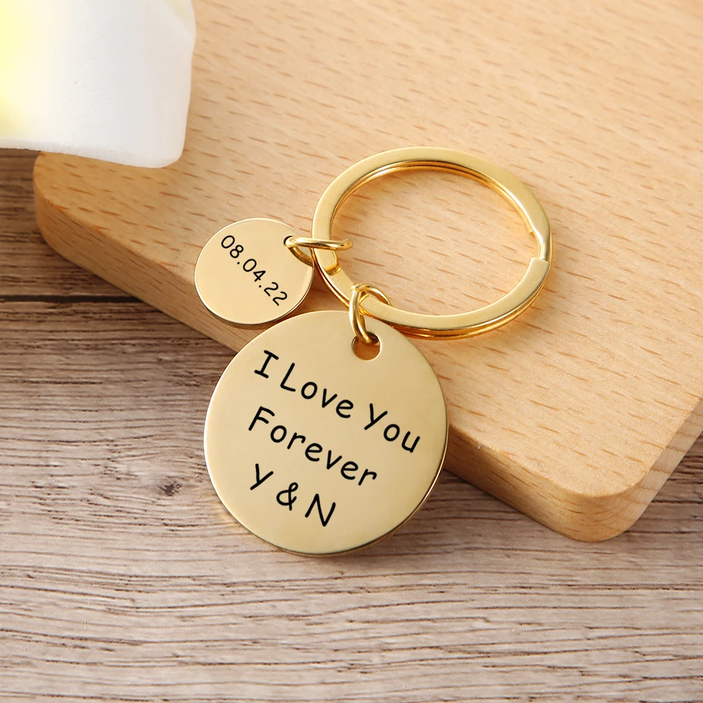 Custom Initials And Date Key Chain - Anniversary Gift - Valentines Day Gift - Meaningful Gift for Boyfriend Girlfriend