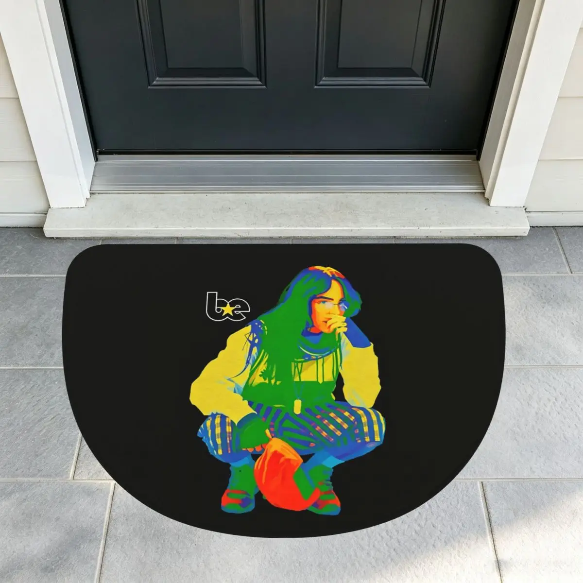 Hit Me Hard And Soft Tour Merch Soft Flannel Half Round Doormat Non Slip Bathroom Mat Absorbent Floor Carpet for Living Room