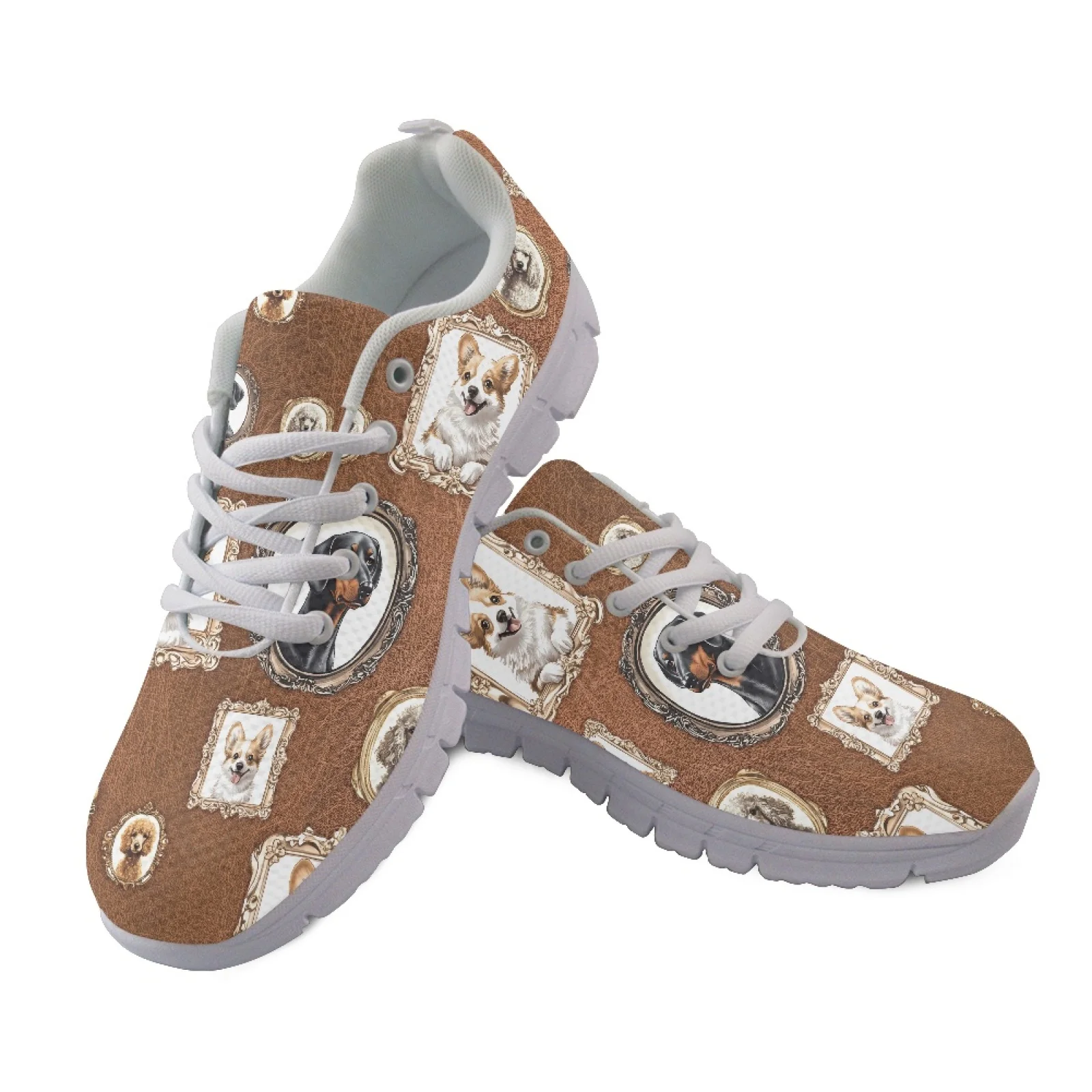 Coloranimal Striped Flower Paw Fitness Shoes Sport Shoes for Men Lace Up Walking Shoes