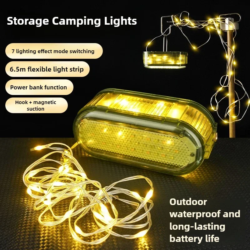 Smilodon 6.5M Camping String Light IP44 Water-proof Atmosphere Party Lighting USB Charging String Lamp Outdoor Tent Lantern