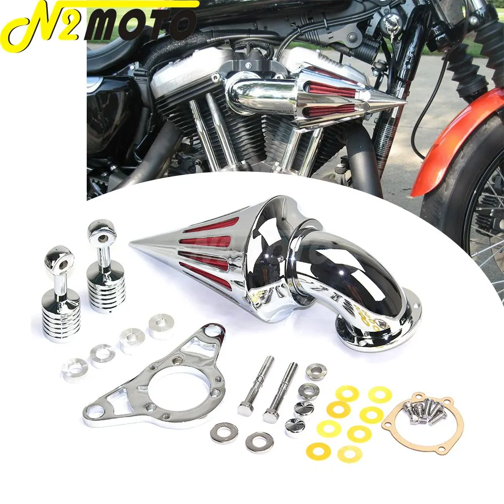 Aluminum Chrome Spike Motorcycle Air Cleaner Intake Filter Air Filter Kit For Harley Touring Softail Road King Glide 2001-2009