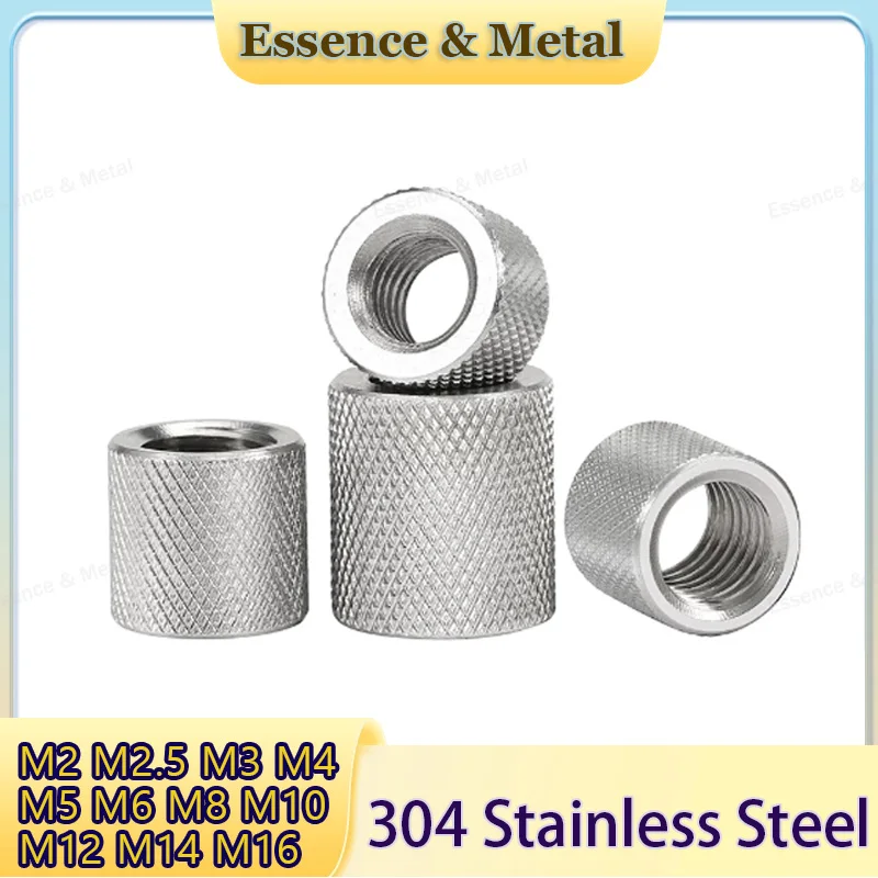 Round Head Knurled Connection Nut M2M2.5M3M4M5M6M8M10M12M14M16 Extended Cylindrical Flat Head Knurled Hand Nut Length 4mm~40mm