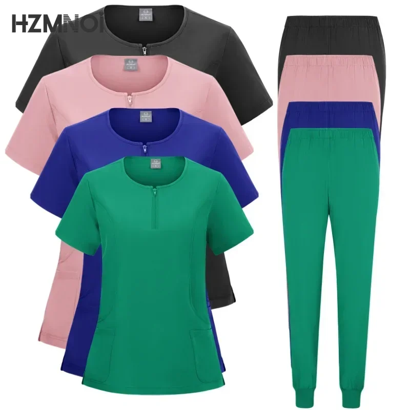 

Medical Uniform Elastic Scrub Set Hospital Surgical Scrubs Tops Pants Nurse Nursing Workwear Doctors Clothes Medical Accessories