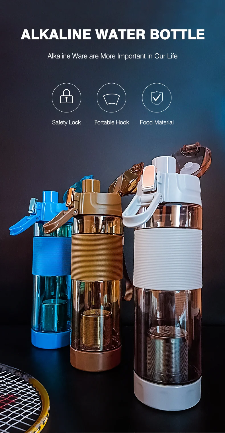 SOUDRON alkaline water bottle (energy bottle with pH increased to 7.2 to 9.5, 650ml alkaline water bottle sports bottle)