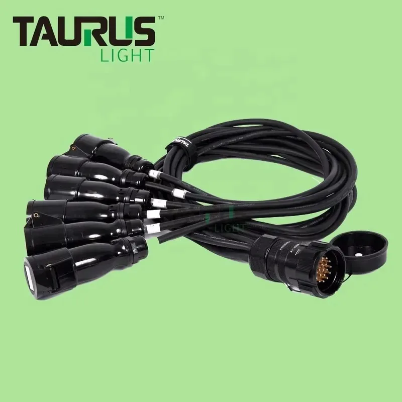 6 Way 19pin Socapex to CEE16A Socket Cable 1.5M 3 m 5M 10M Length