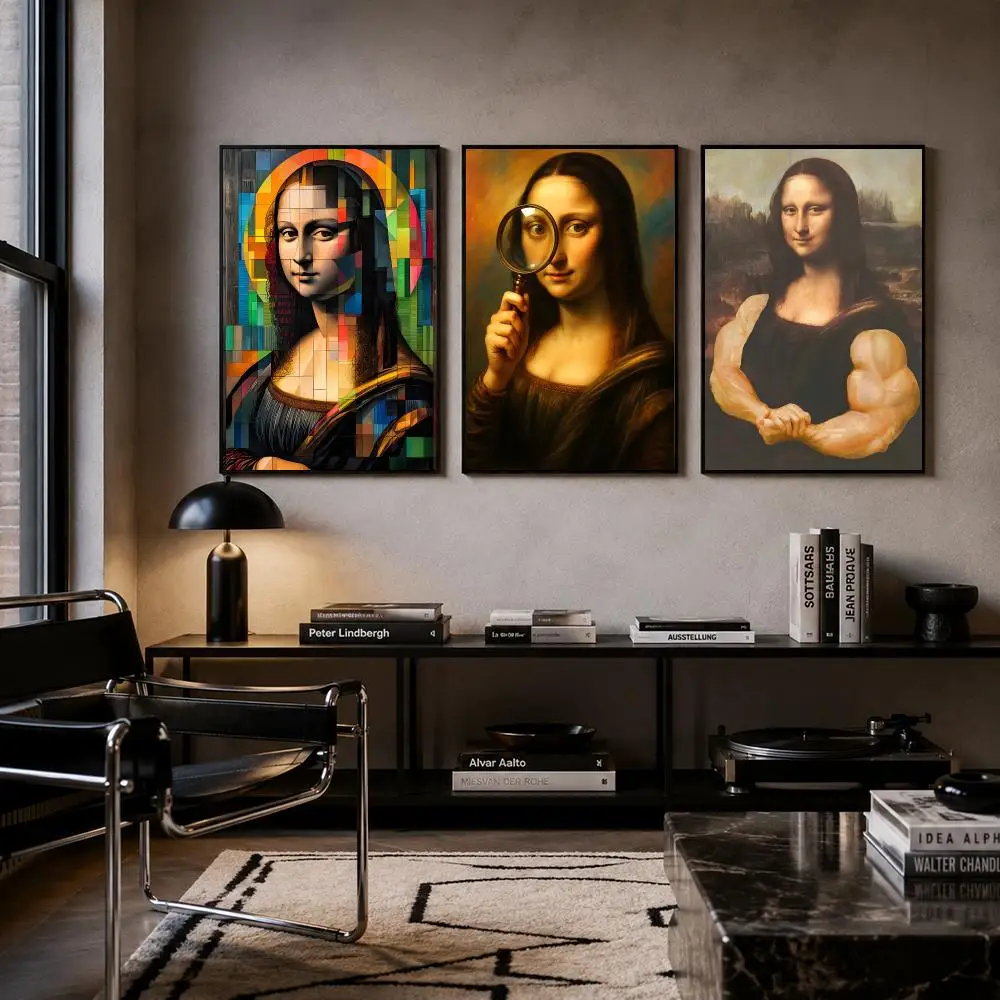 Mona Lisa Poster Poster Room Wall Art Decor Waterproof Stickers For Home Bar Bedroom Decoration