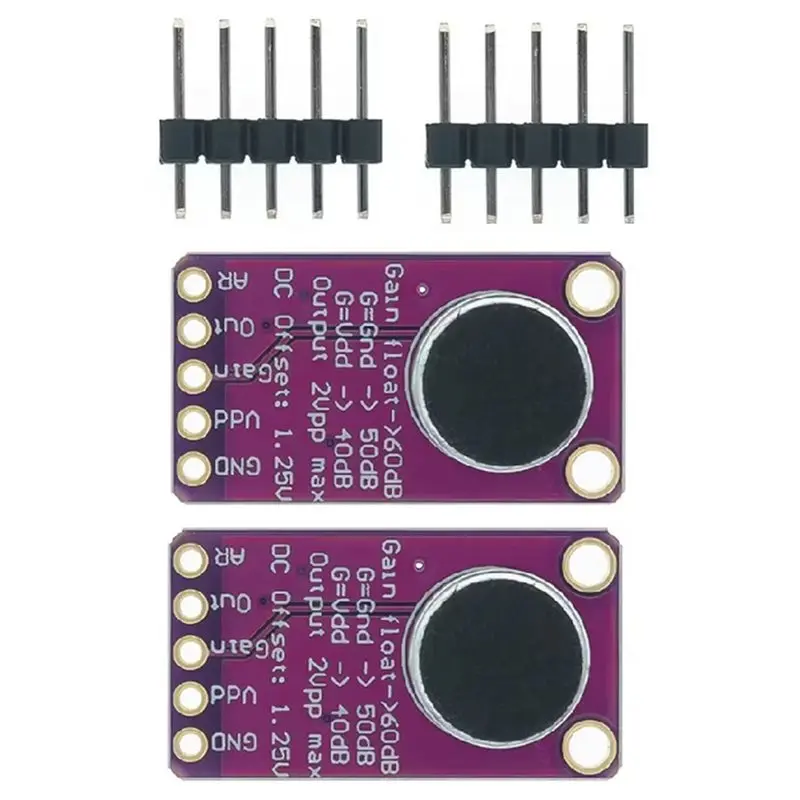 Módulo amplificador de micrófono MAX9814, amplificación de sonido para proyectos de audio y sistemas de sonido, 2 uds.