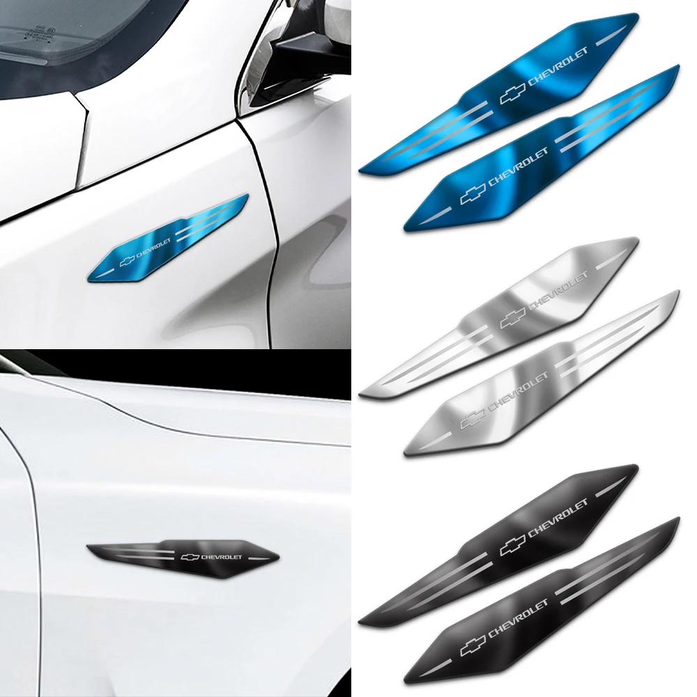 2Pcs Metal Car Badge Side Fender Leaf Board Decor Body Reflective Stickers for Chevrolet Cruze Lacetti Sonic Spark Sail Aveo T25