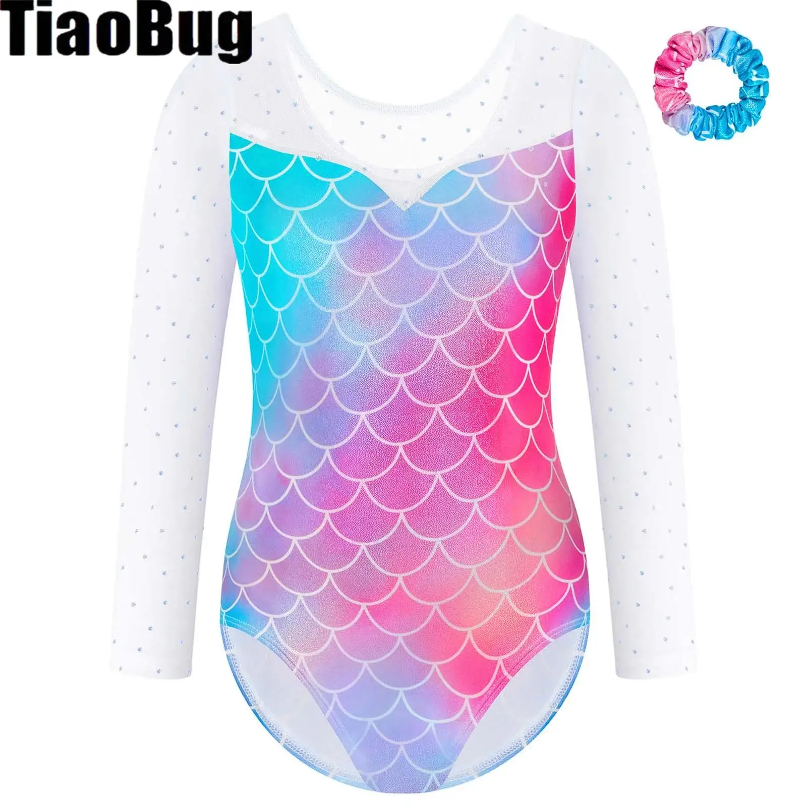 

Girls Long Sleeve Gradient Leotard with Hair Band for Gymnastics Dance Training Examination Performance
