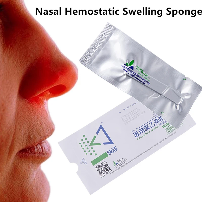 Medical Hemostatic PVA Expansion Sponge, Disposable Nasal Dressing Sponge for Nose Bleed Nasal Cavity Packing Haemostasis, 1Pc