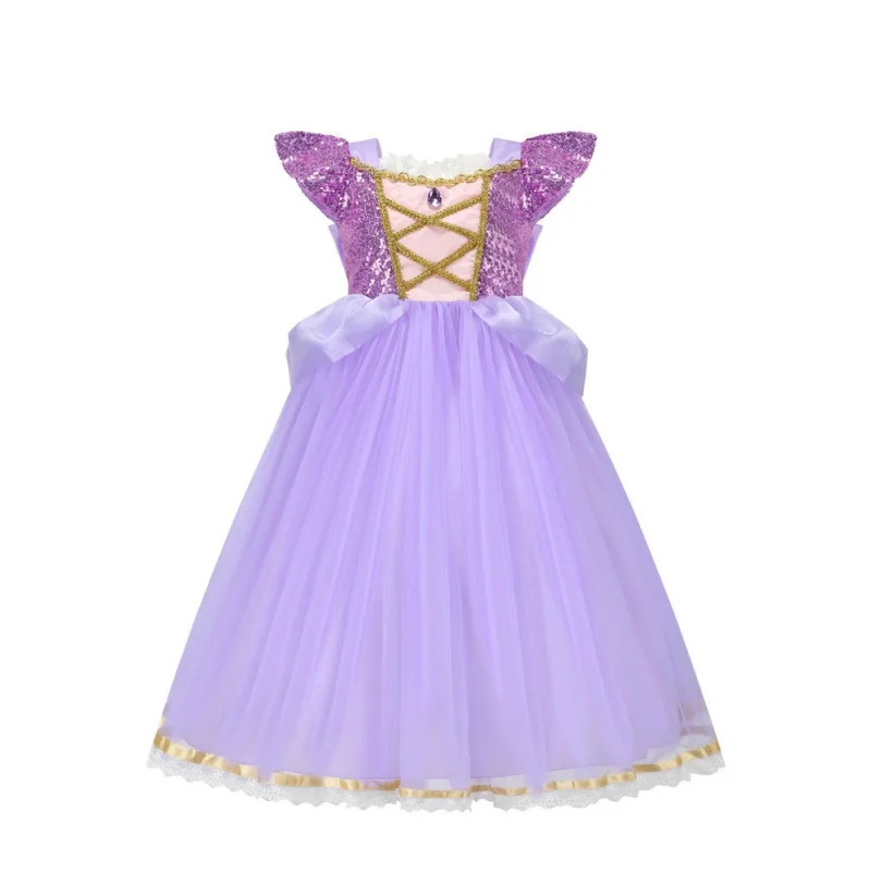 Foreign Trade New Children's Clothing Sophie Long Hair Princess Dress Costume Dress Mesh Stitching Puffy Long Dress