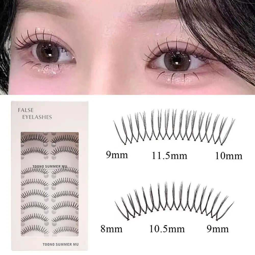 10 pares de pestañas postizas en forma de U, Hada Natural, tira transparente reutilizable, extensión de pestañas Manga, maquillaje de ojos de grupo de chica coreana