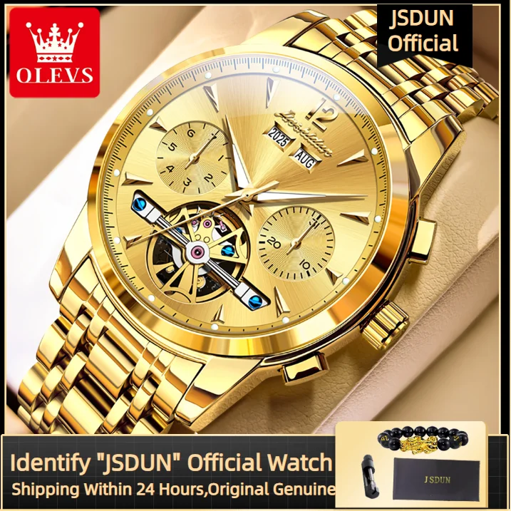 

JSDUN 8738 Automatic Mechanical Men's Watch High end Men's Wristwatch Multi functional Waterproof Auto Date Hand Clock