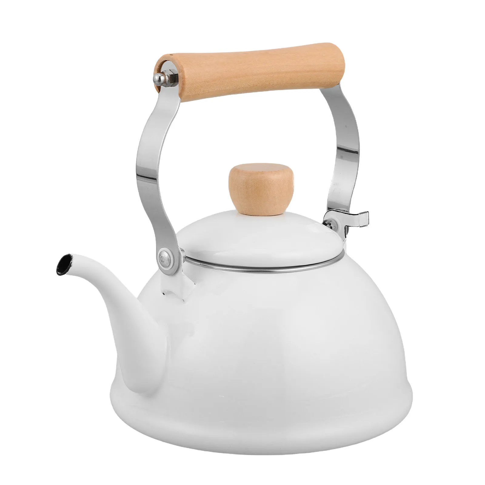 

Household White Enameled Tea Kettle Stovetop Enamelware Heating Pot Classic Coffee Kettle For Kitchen Brewing And Warm Drinks