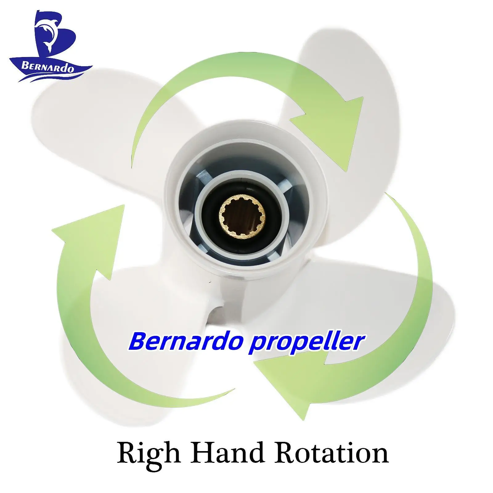 Bernardo Boat Propeller 10 1/4X14 Fit Yamaha Outboard Engines 25 30 40 48 50 55 60 HP Aluminum Screw 4 Blades 13 Tooth Spline RH