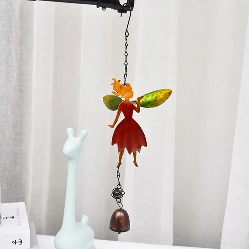 Fairy Angel Outdoor Garden Decoration Wind Chimes Metal Art Wind Bells Musical Hanging Decor Patio Yard Windows Doors Pendant