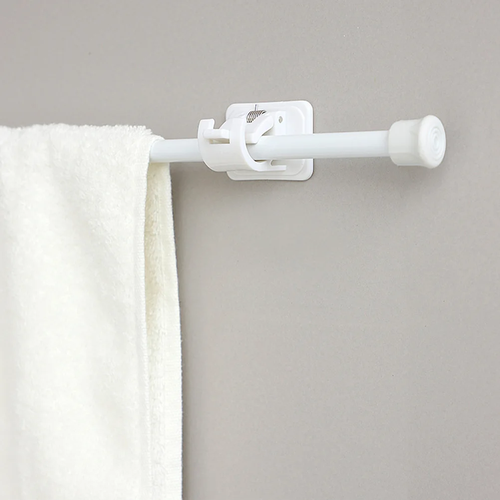 2 Pcs Curtain Rod Holder Telescopic Poles Spring Tension Extendable Clothes Rail Shower Retractable Plastic Adjustable