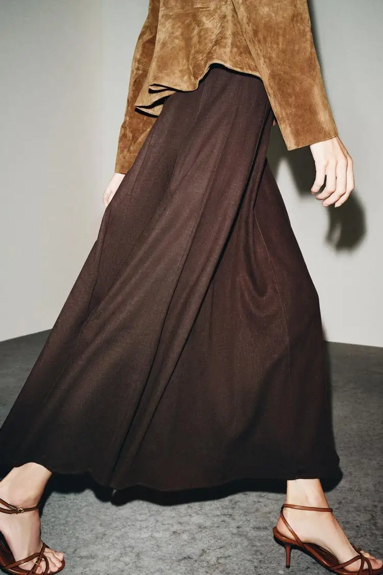 

YY0418 Autumn/Winter 25 New High Waist A-line Half length Skirt Linen Comfortable Versatile Midi Long Skirt 8713385