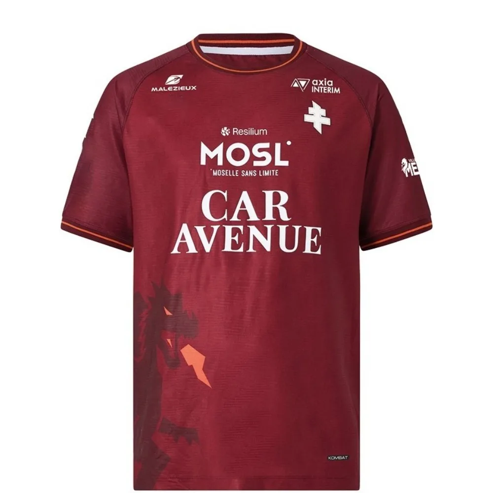 FC Metz 25-26 Maillots de football à domicile et à l'extérieur T-shirt de sport à manches courtes imprimé en 3D identique pour adultes et enfants