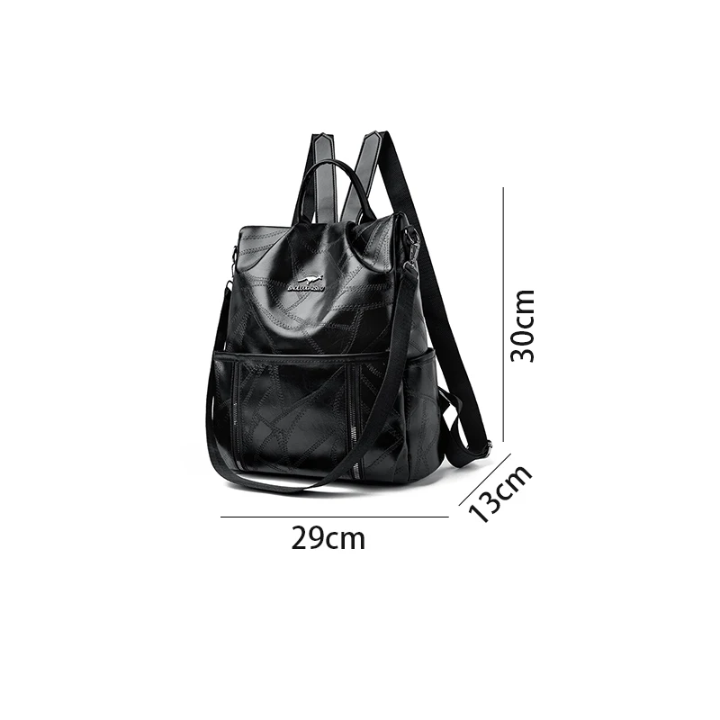 2025 New Women Genuine Leather Backpacks Patchwork Real Calfskin Shoulders Big Bag Anti-theft Traveling Campus Daypacks For Girl