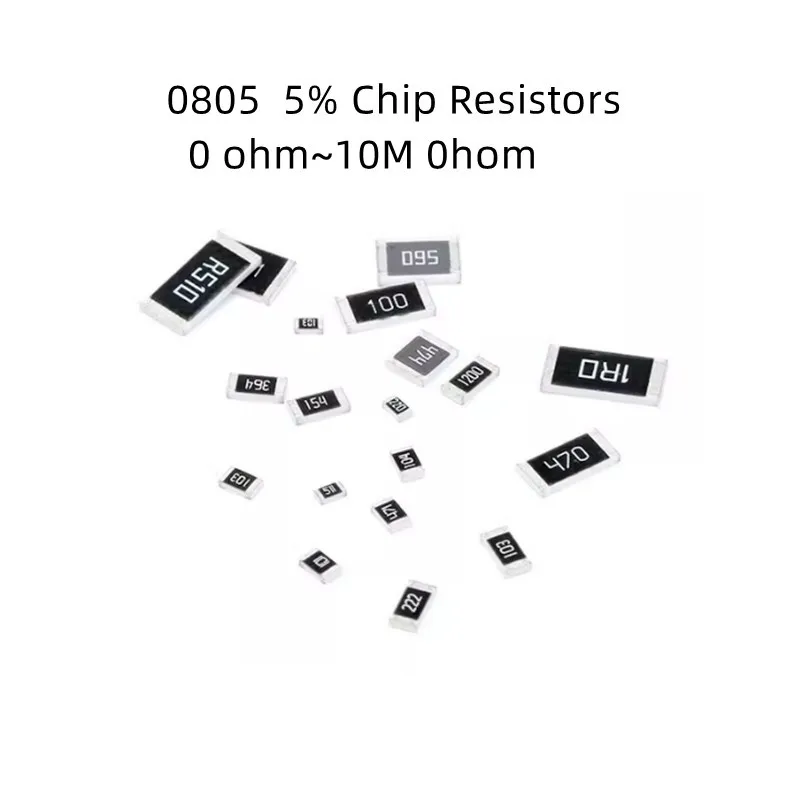 

100Pcs 0805 SMD 1/4W 0R ~ 10M chip resistor 5% 0 10R 100R 220R 330R 470R 1K 4.7K 10K 47K 100K 0 10 100 330 470 ohm