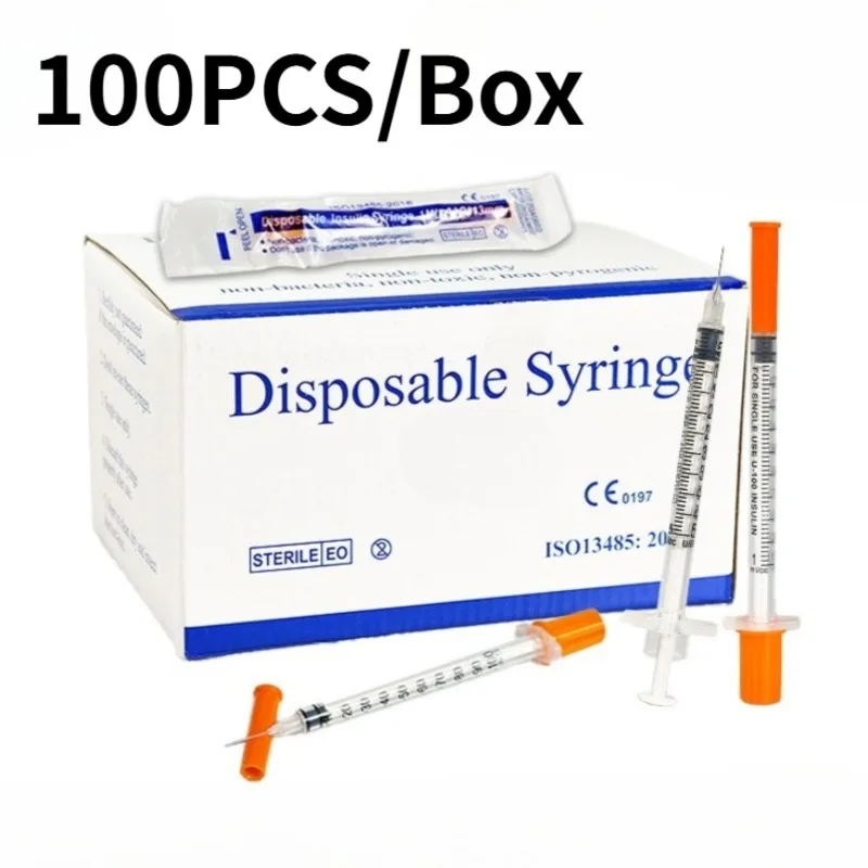 0.5ml 1ml Disposable Insulin Syringe Individual Package 100PCS/Pack Animal Lab Use Insulin Injection Syringes