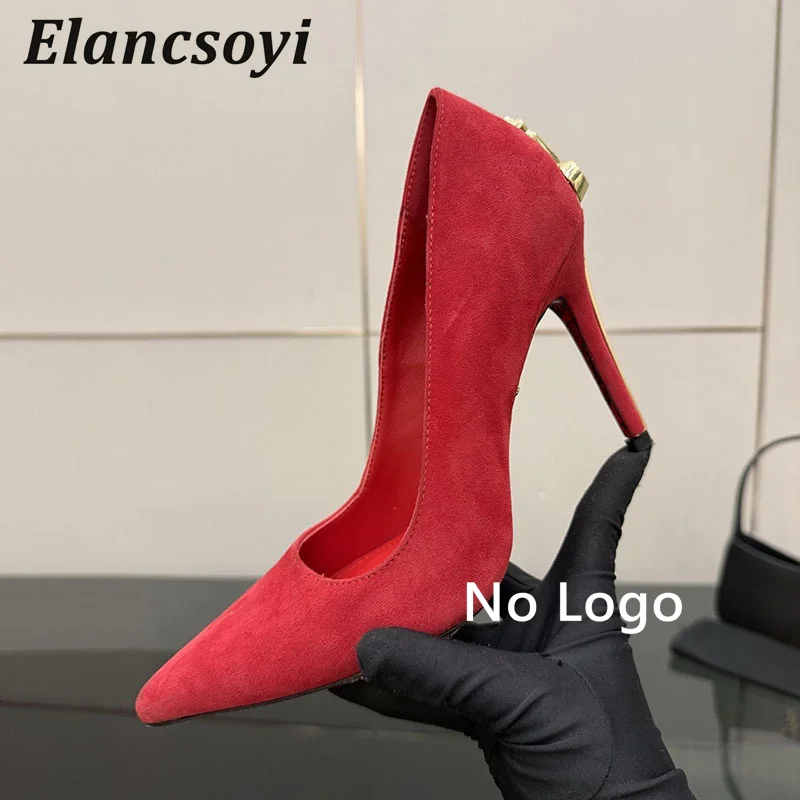 Women Pumps Metal Sword Real Leather Pointed Toe Super High Heels Shoes Shallow Mouth Single Shoes Sexy Stiletto Runway Shoes