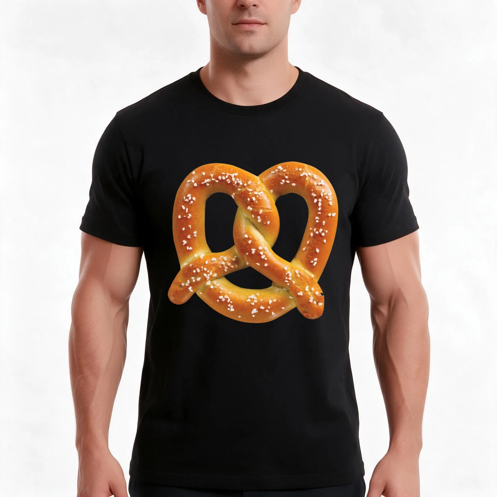 Pretzel T-Shirt, Summer Casual Cotton Tee, Oversized Streetwear Tops, Vintage Graphic Print, Loose Fit Short Sleeve, 100% Cotton