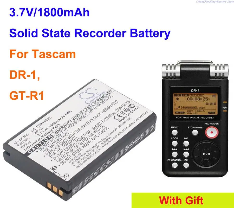 1800mAh Portable Solid State Recorder Battery BP-L2 for Tascam DR-1, GT-R1