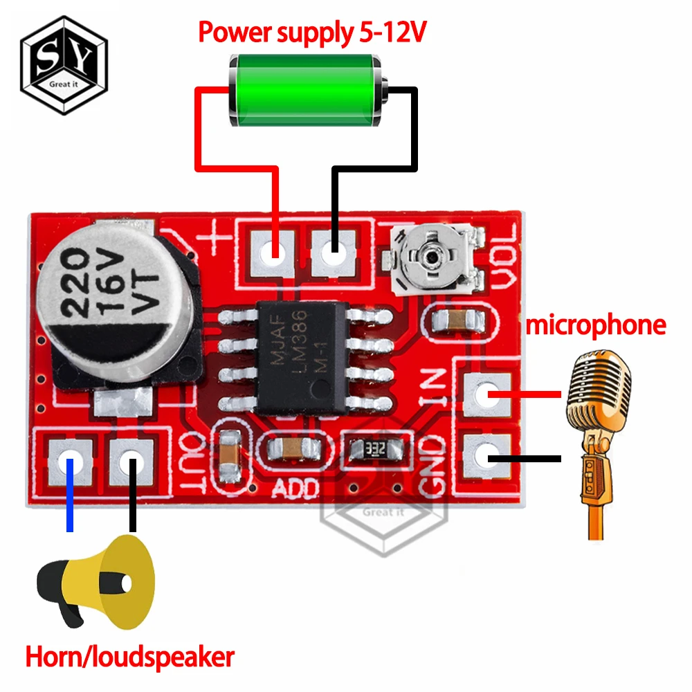 DC 5V-12V Micro Electret Amplifier MIC Condenser Mini Microphone Amplifier Board