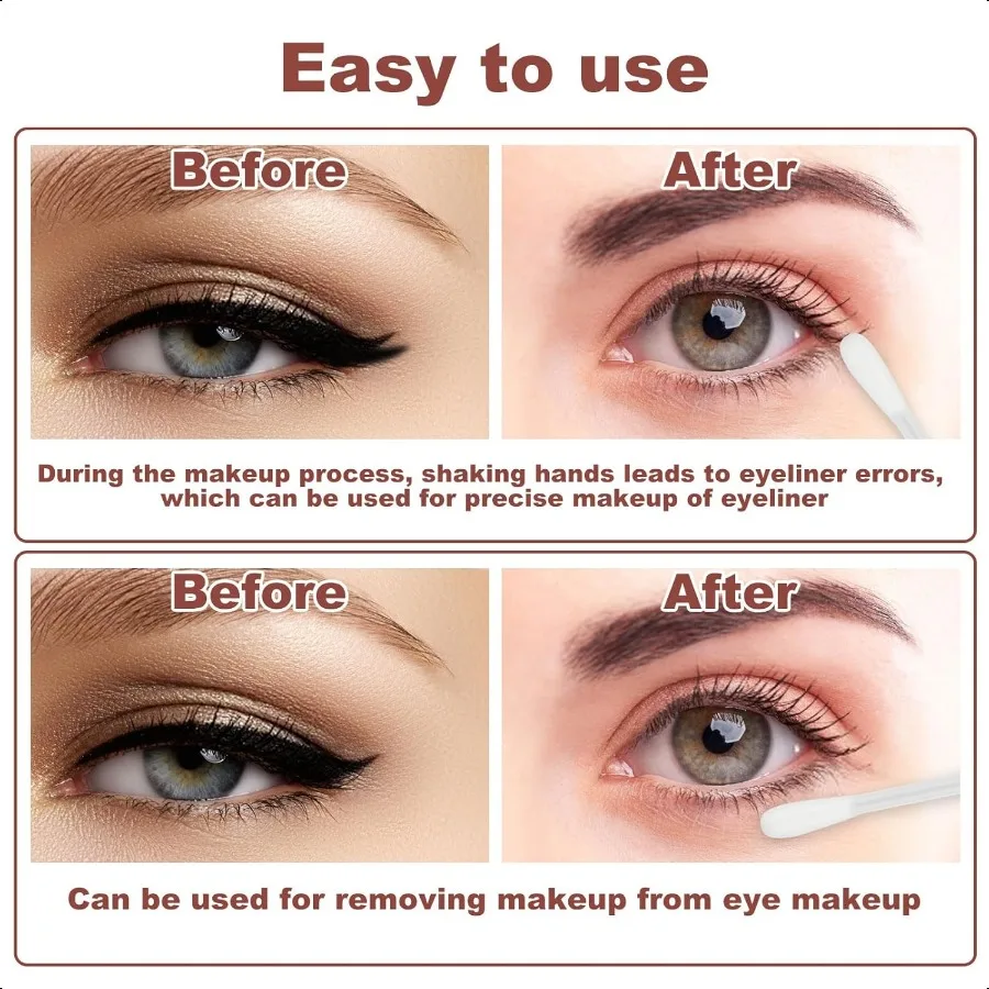 Hisopos de algodón, hisopos desmaquillantes, barras de labios para ojos, removedor de maquillaje relleno de líquido, hisopos de algodón para ojos, labio, Eyeb