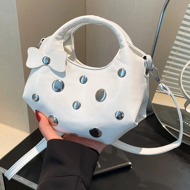 

2025 Summer New Fashion Studded Handbag for Women Trendy Small Crossbody Purse Stylish Shoulder Bag Elegant Office Work Tote