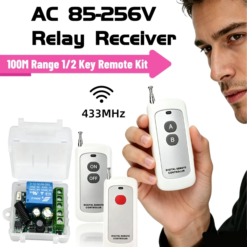 433MHz Wireless Remote Control Switch Dry Contacts RF Relay Module AC 110V 220V Remote Controls Gate Door Light