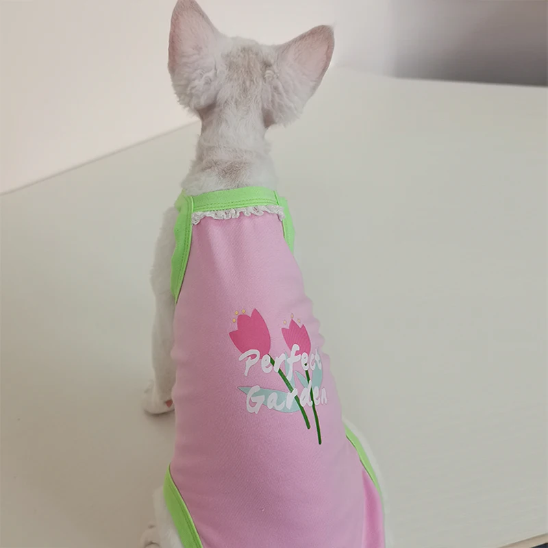 

Sphynx & Devon Rex Summer Cooling Shirt - Sun-Protective Stretch Cotton Vest for Hairless Kittens, Thin Anti-Hair Pet T-Shirt