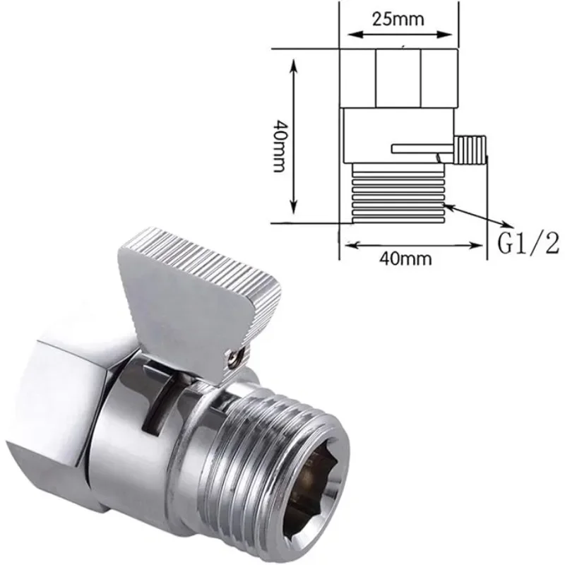Shower Control Fast Shut-Off Valve,Three-Way Shower Diverter Valve,G1/2 Brass Faucet Connector,Water Diverters Adapter for Showe
