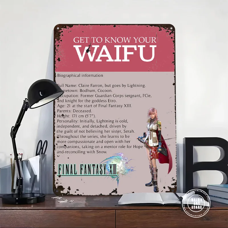 Get to Know Your Waifu: Lightning Metal Poster Perfect Gift for Fans Lovers Personalized Wall Art Metal Sign for House Wand Deko