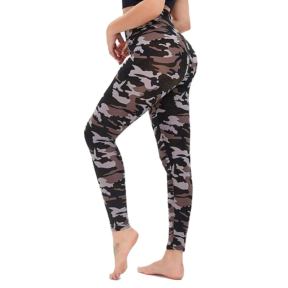 Visnxgi Vrouwen Camouflage Legging Push Up Fitness Legergroen Workout Skinny Potlood Broek Graffiti Gedrukt Hoge Taille Broek