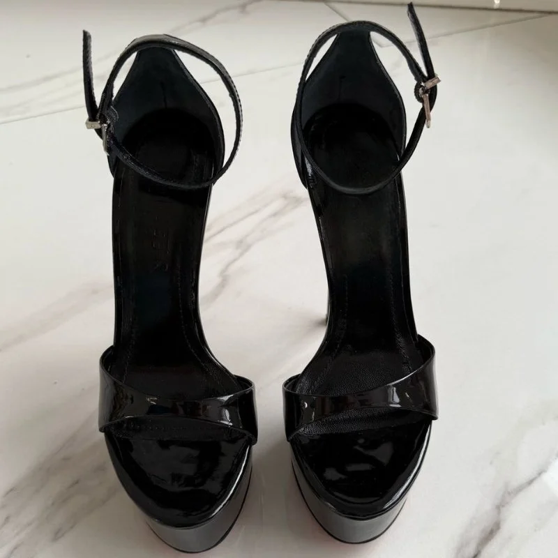 Women Summer High Heeled Sandals for Woman's Round Toe Peep Toe Thin Heels Shoes Sexy Ladeis Ankle Buckle Party Platform Pumps view 3
